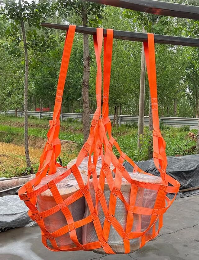 Lastenaufhängenetz – Hochleistungs-Hebenetz aus Polyester für Umzüge und Ladungsumschlag, Sicherheitsgurte für das Lastenaufhängenetz zum Be- und Entladen (Größe: 100 x 100 cm, Tragkraft: 0,