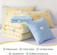 Vista 9 de Holawakaka Juego de edredón matrimonial de 6 piezas para niñas, coloridos nudos de lazo con flores de lunares, juego de cama en una bolsa, ropa