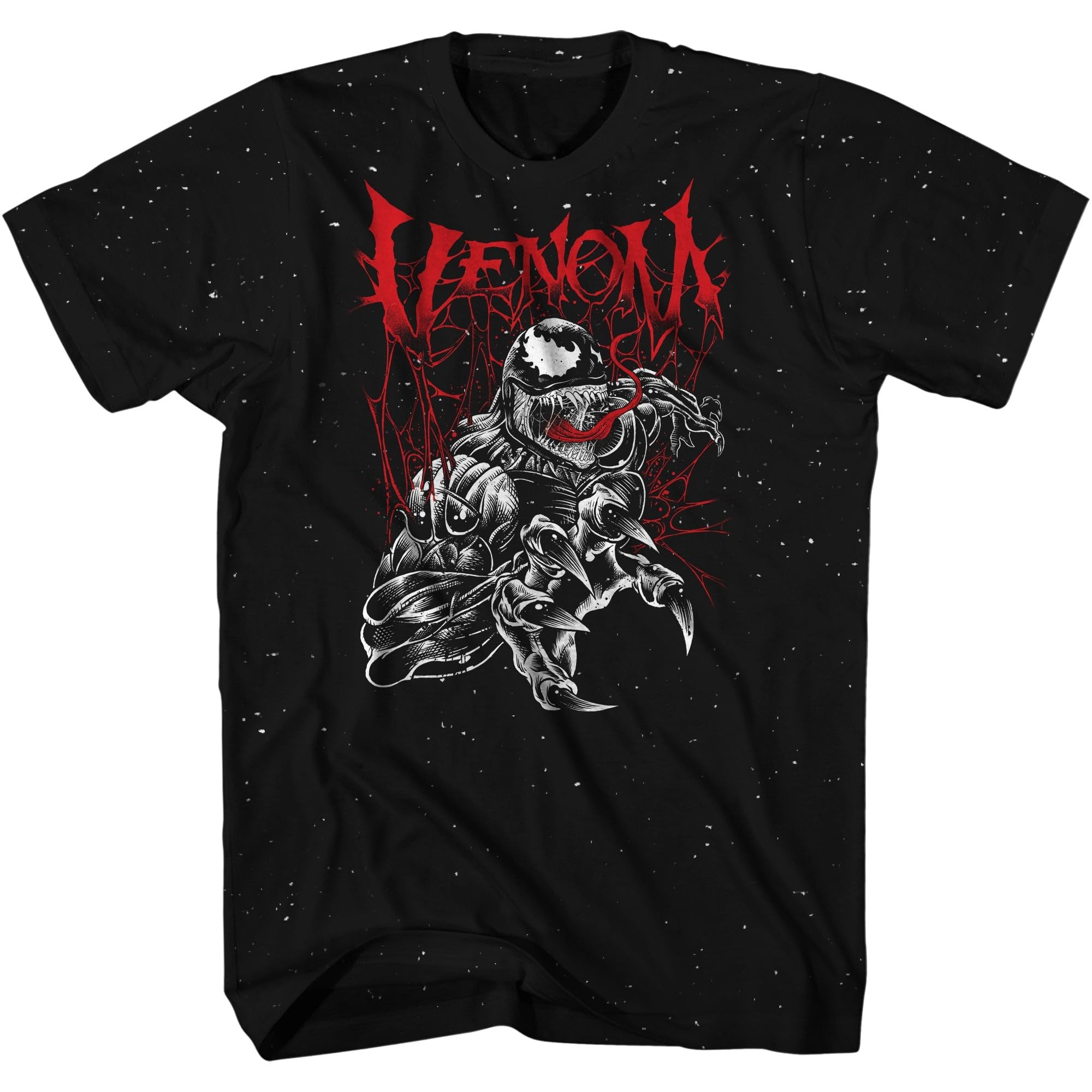 Marvel Venom Heavy Metal Spider-Man Villain Comic Book Adult Mens Graphic T-Shirt (Medium) Black