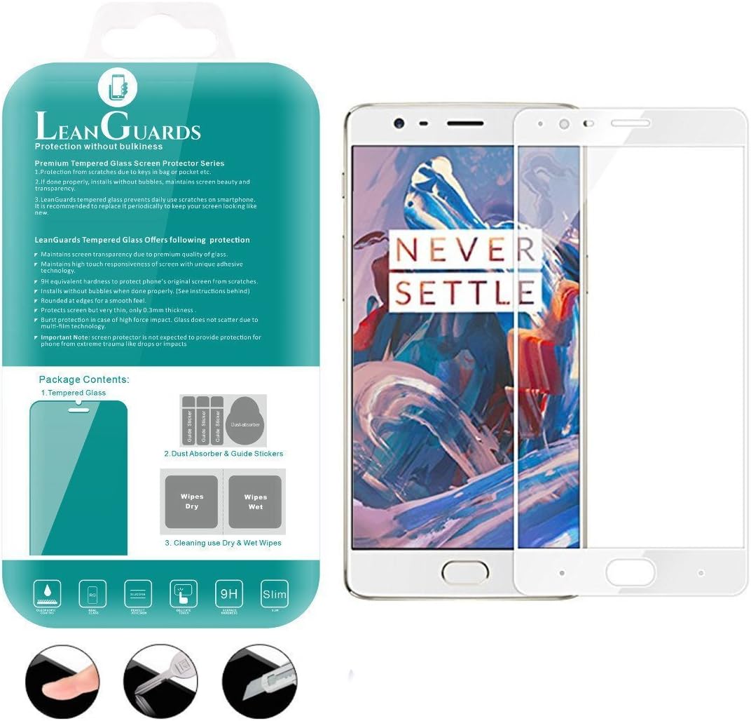 OnePlus 3T 3D Tempered Glass Screen Protector Curved Full Screen No Bubble Anti Fingerprint White