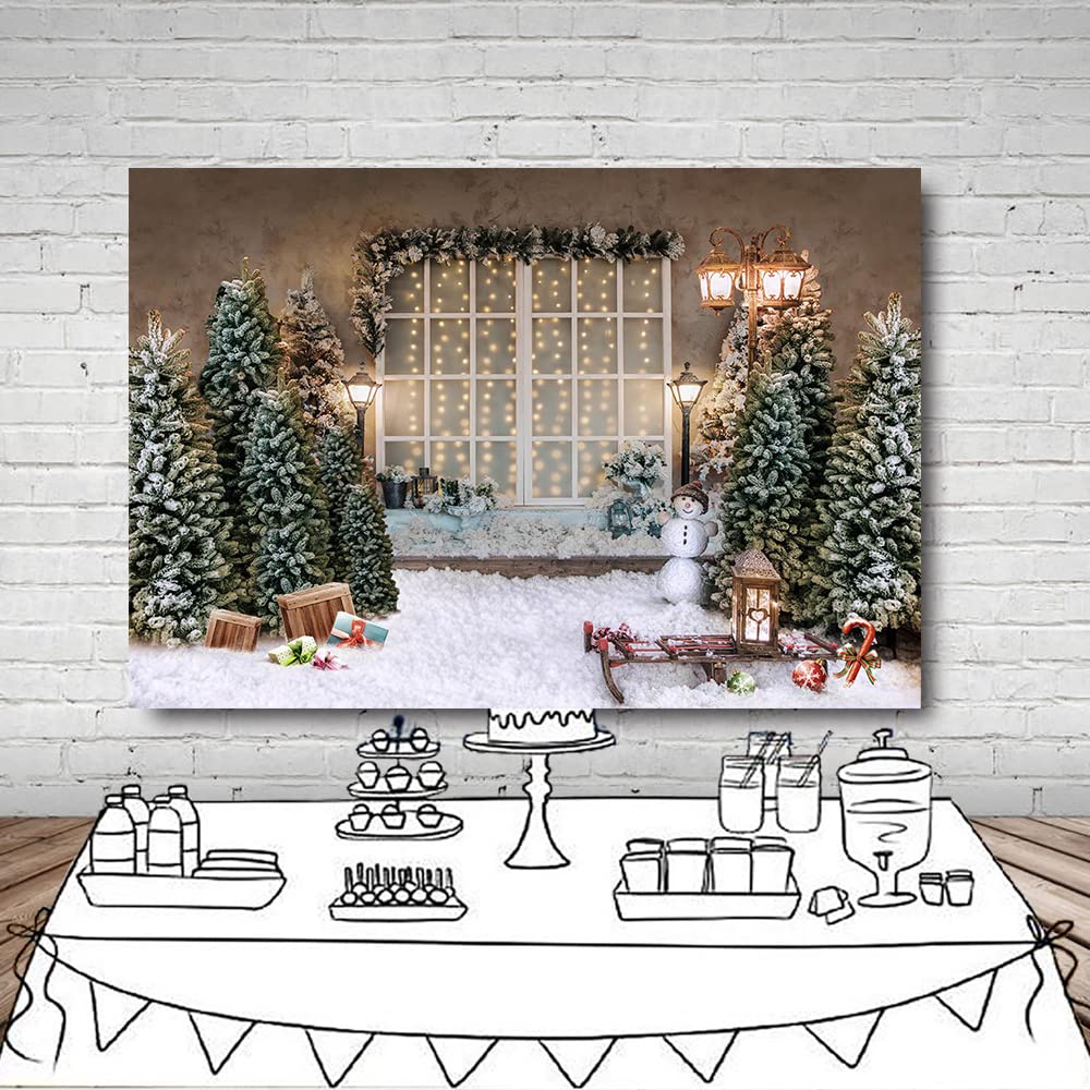 Mehofond Red Candy Shop Xmas House Photography fondale neve alberi di natale per la festa di compleanno in famiglia sfondo Studio fotografico  44