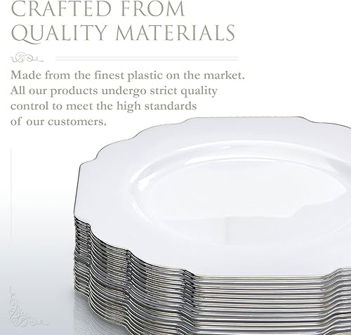 Miniatura 6 de SILVER SPOONS Platos desechables de diseño elegante para fiesta (10 piezas) Juego de cena desechable resistente de 10.75 pulgadas, platos de