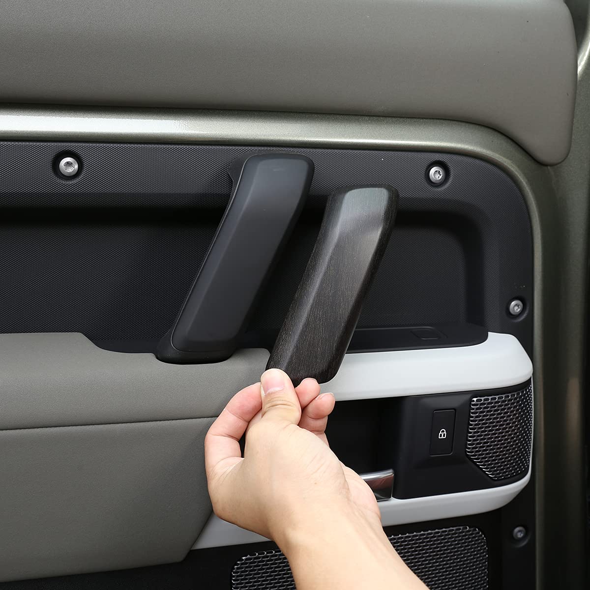 Panel manijas interiores de puertas en ABS cromado para Defender 110 y 90 7