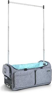 Costume Rack Duffel - Wheeled 28 Inch Collapsible Travel Bag, Rolling Garment Rack Luggage, Gray