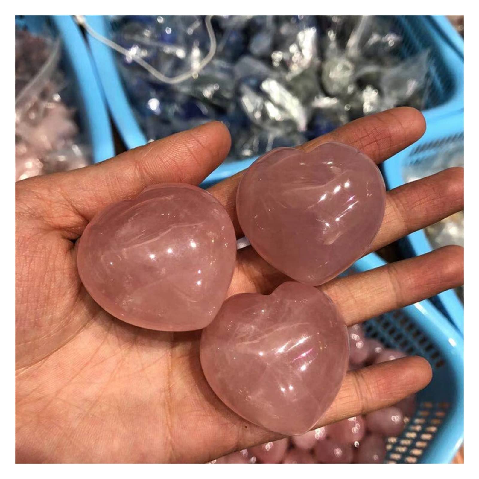 Cristal rosa natural en forma de corazón AMAZWI para chakra y equilibrio