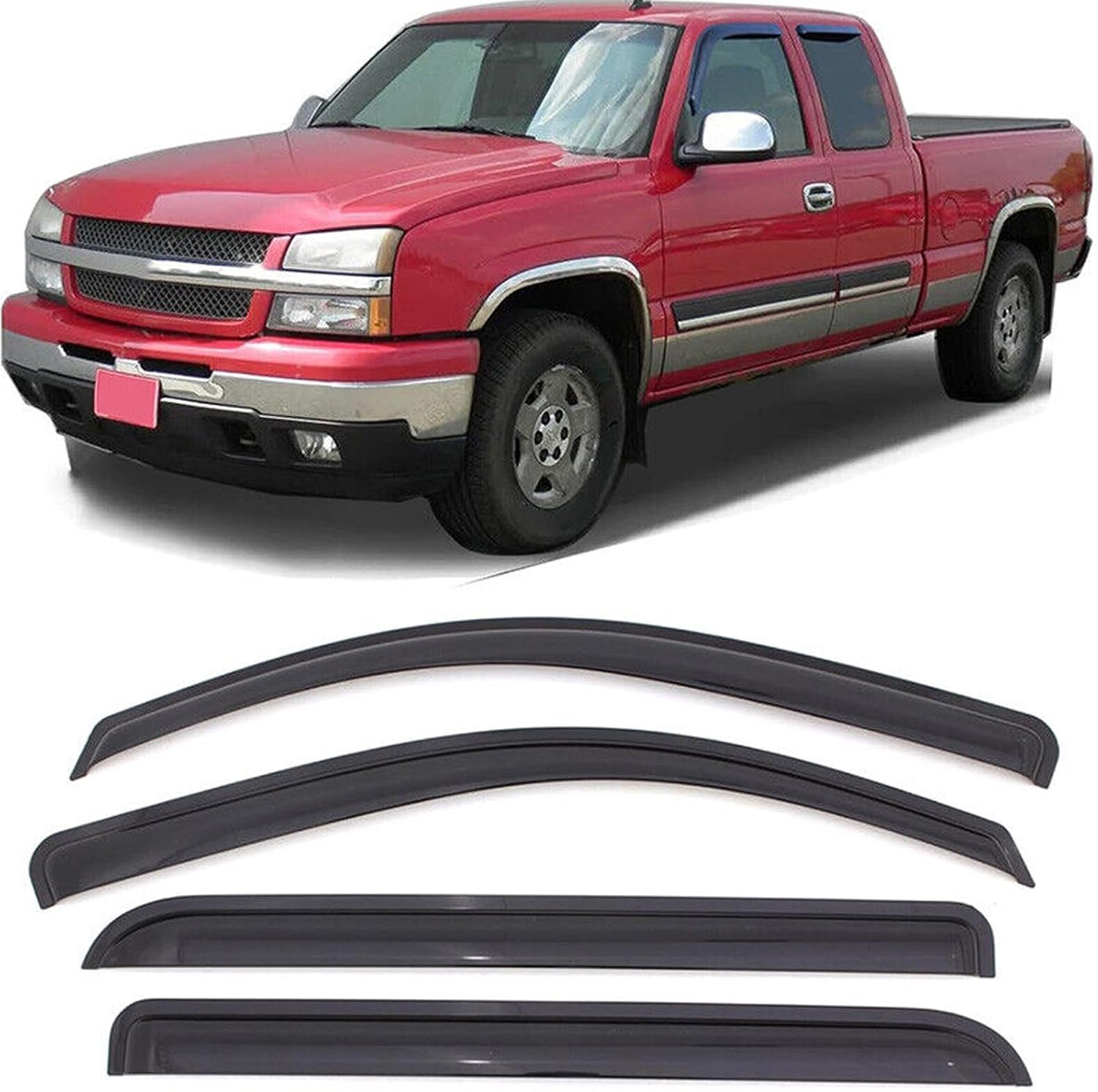 Window Deflector Fit for GGMMCC Sierra 1500 2500 3500 1999-2006 2 Door Window Visor Tape on