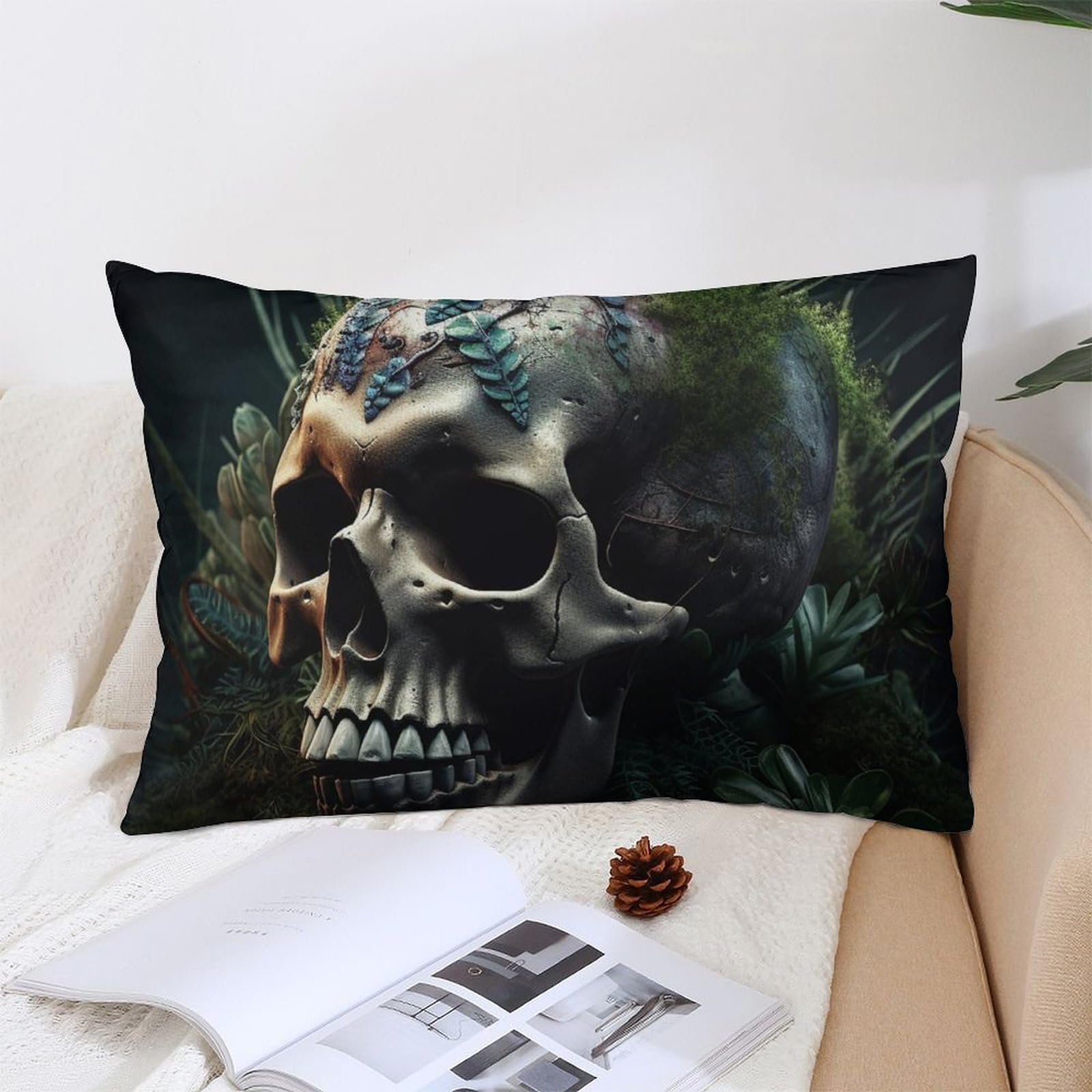 NTVOWPZO Decoration Throw Pillow Covers 12 "x20 Pillowcases Covers Skull and Plants Soft Pillowcases Modern Farmhouse Home Decor Sofa Cushions Covers for Couch Bed Living Room