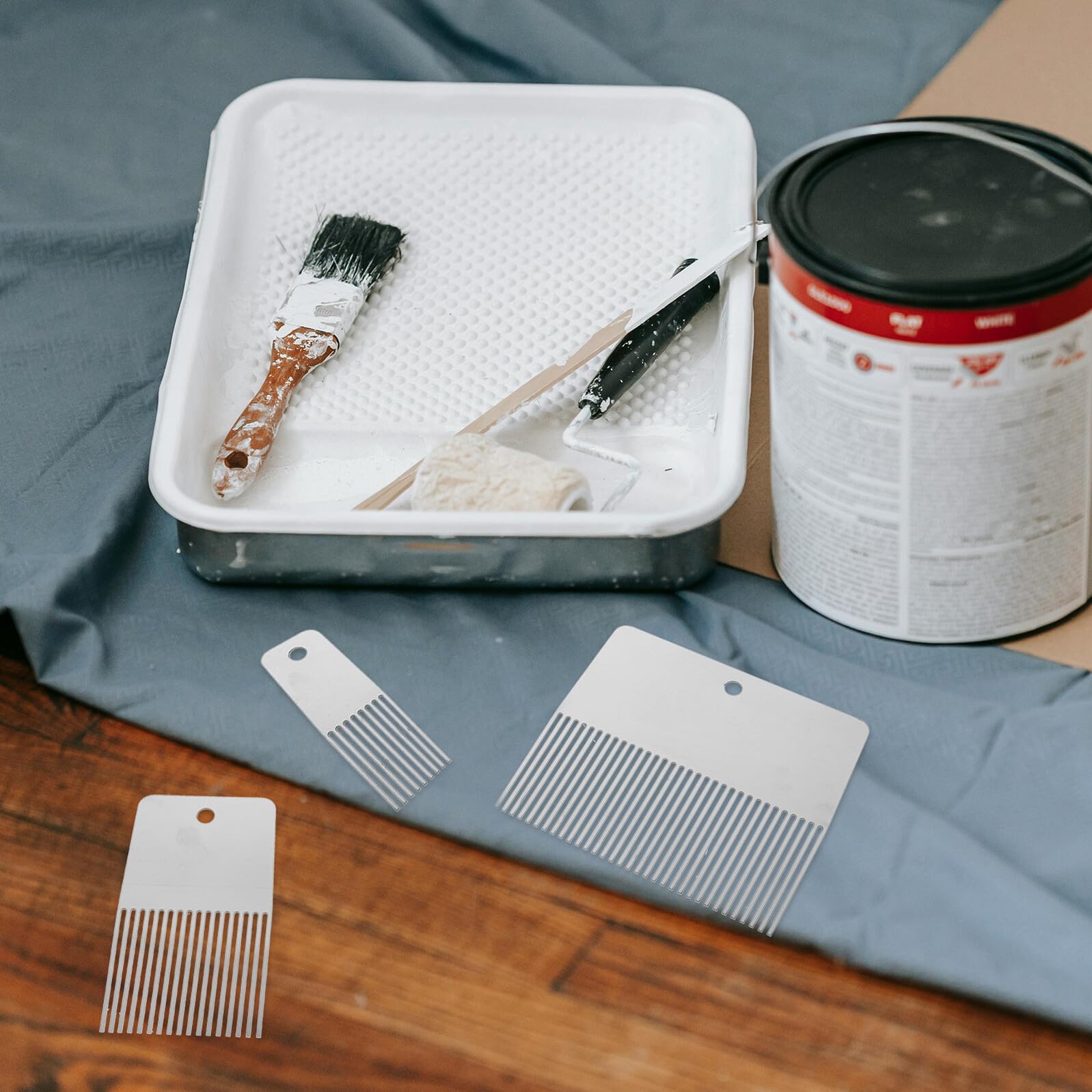 Peine de Hilera de Acero Inoxidable para Pintar Yeso 4 Piezas, Herramienta de Textura para Paredes y Proyectos DIY de Arte Texturizado