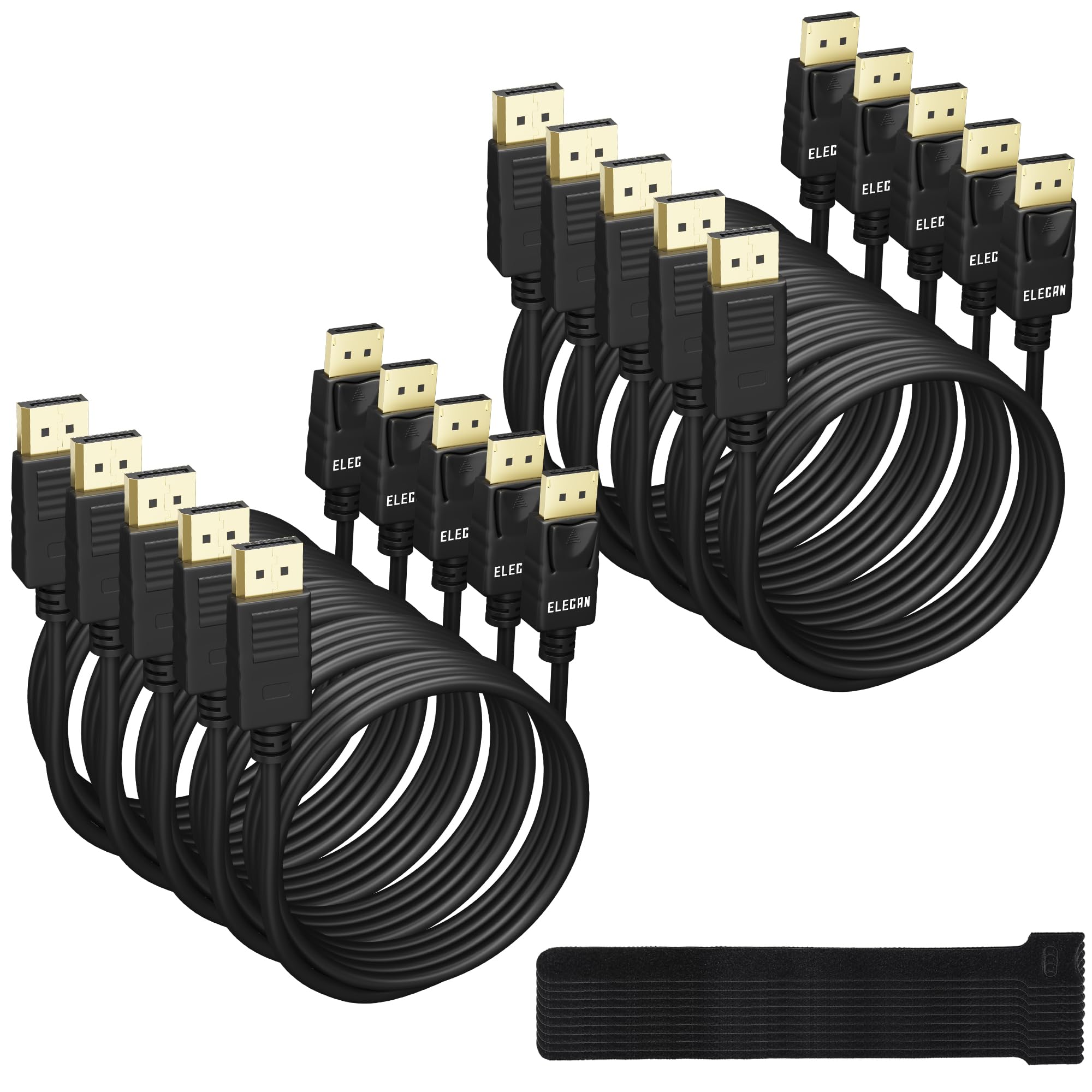 Elecan Cavo DisplayPort 1.2 certificato VESA 4K da 1,2 m, ad alta velocità DP a DP maschio a maschio, 4K a 60 Hz, 2K a 165 Hz/144 Hz, HBR2 HDR HDCP Dolby per monitor da gioco PC TV NVIDIA AMD + 10