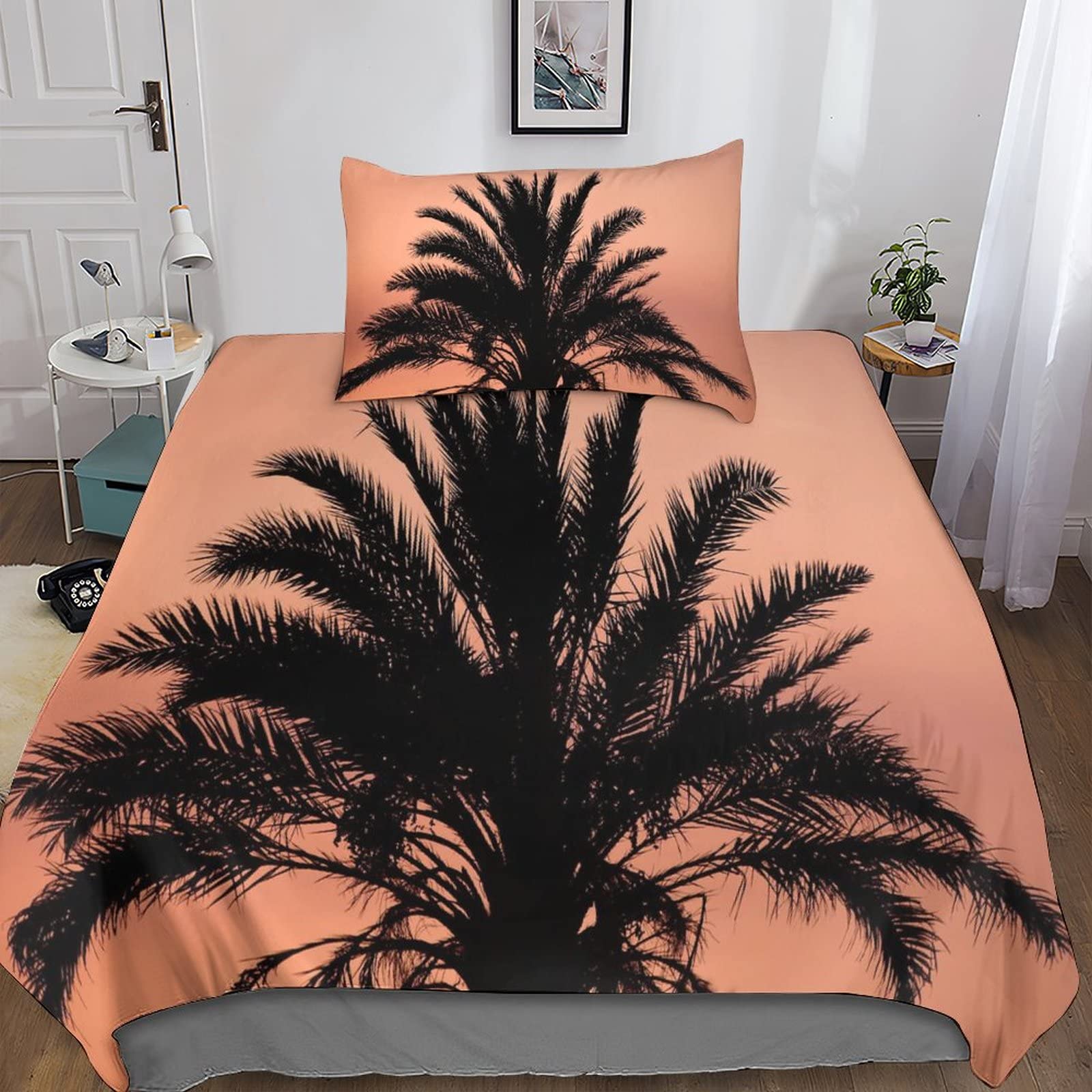 Housse de couette Hawaii 135x200cm en microfibre douce avec sa taie d'oreiller pour lit simple