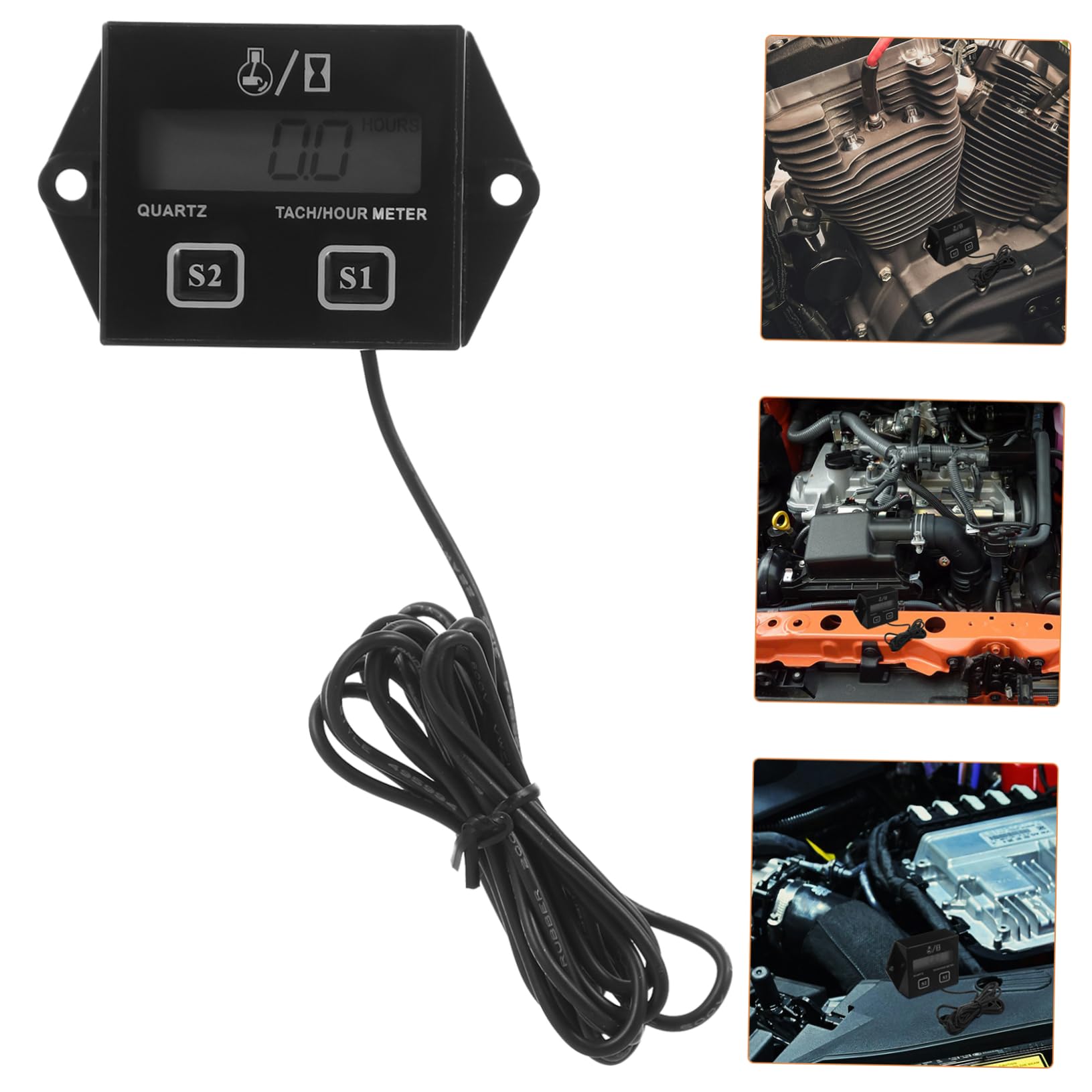 Gatuida 5sätze Digitaler Tachometer Mit Lcd-display Für Motorräder Rasenmäher Und Kettensägen Präziser Drehzahlmesser Und Betriebsstundenzähler Vielseitig Einsetzbar Und Langlebig