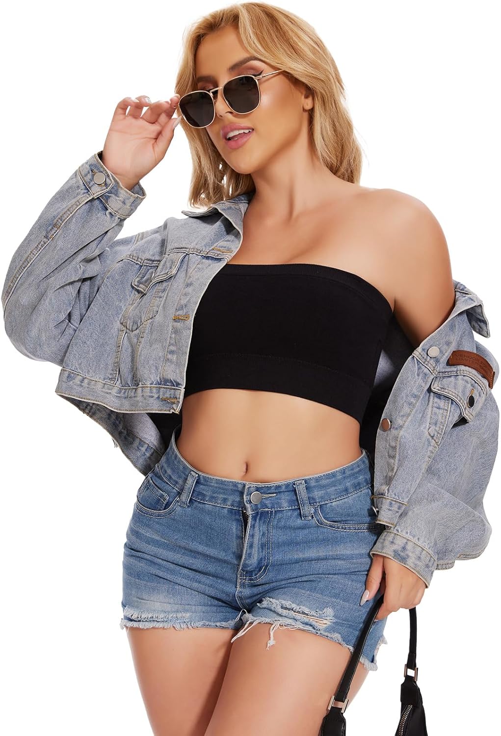 JOYSHAPER Strapless Bras for Women Bandeau Bralette Tube Top 2 Packs - Image 5