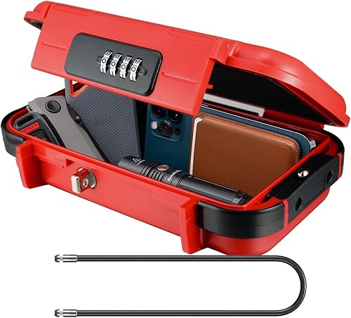 Caja de seguridad grande XXL, impermeable, a prueba de golpes, con cuerda de alambre extraíble, caja de seguridad de combinación de 4 dígitos para