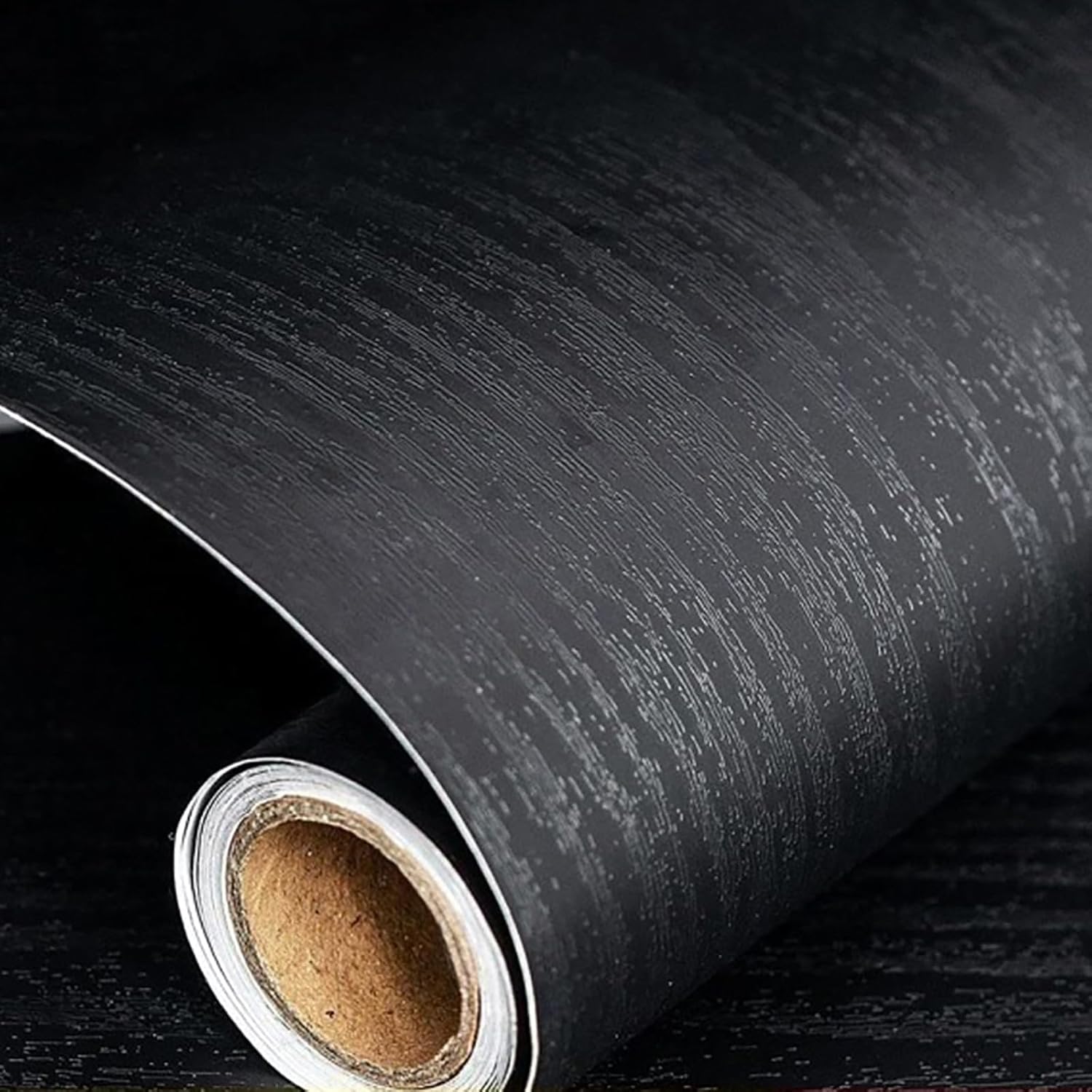 45cm X 500cm Sticky Black Vinyl Wrap Back Plastic Wood Effect Self Adhesive Wallpaper Waterproof