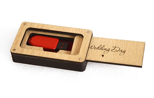 Kshavi Birthday Wedding Gift Wooden Pen Drive Storage Box