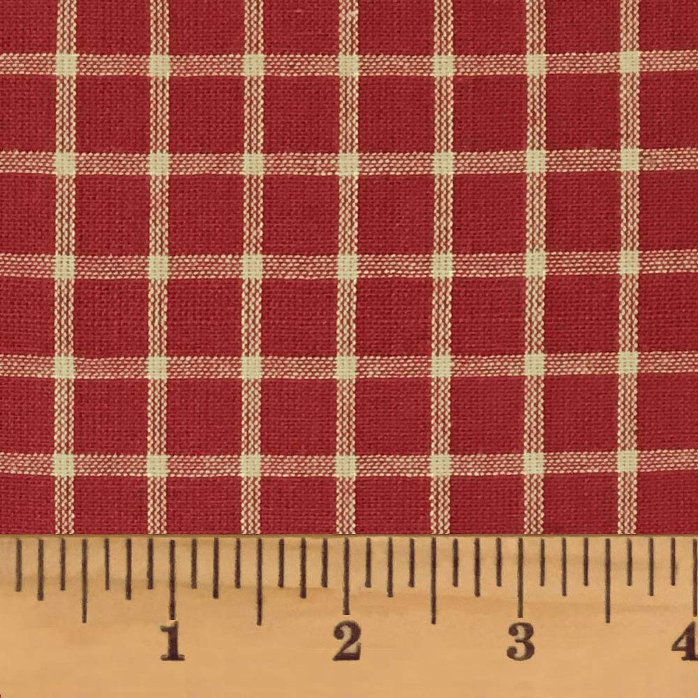 Primitive Red 7 Homespun Cotton Plaid Fabric by JCS - Sold by The Yard