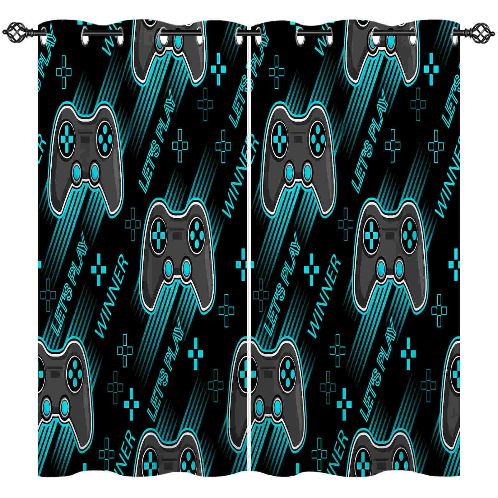 ANHOPE Gamepad Curtains Eyelet 80% Blackout Room Darkening Curtains with Video Game Joystick Controller Print Pattern Privacy Window Drapes for Kids Boys Bedroom Living Room 42 x 63 Inch Drop 2 Panels — image 1