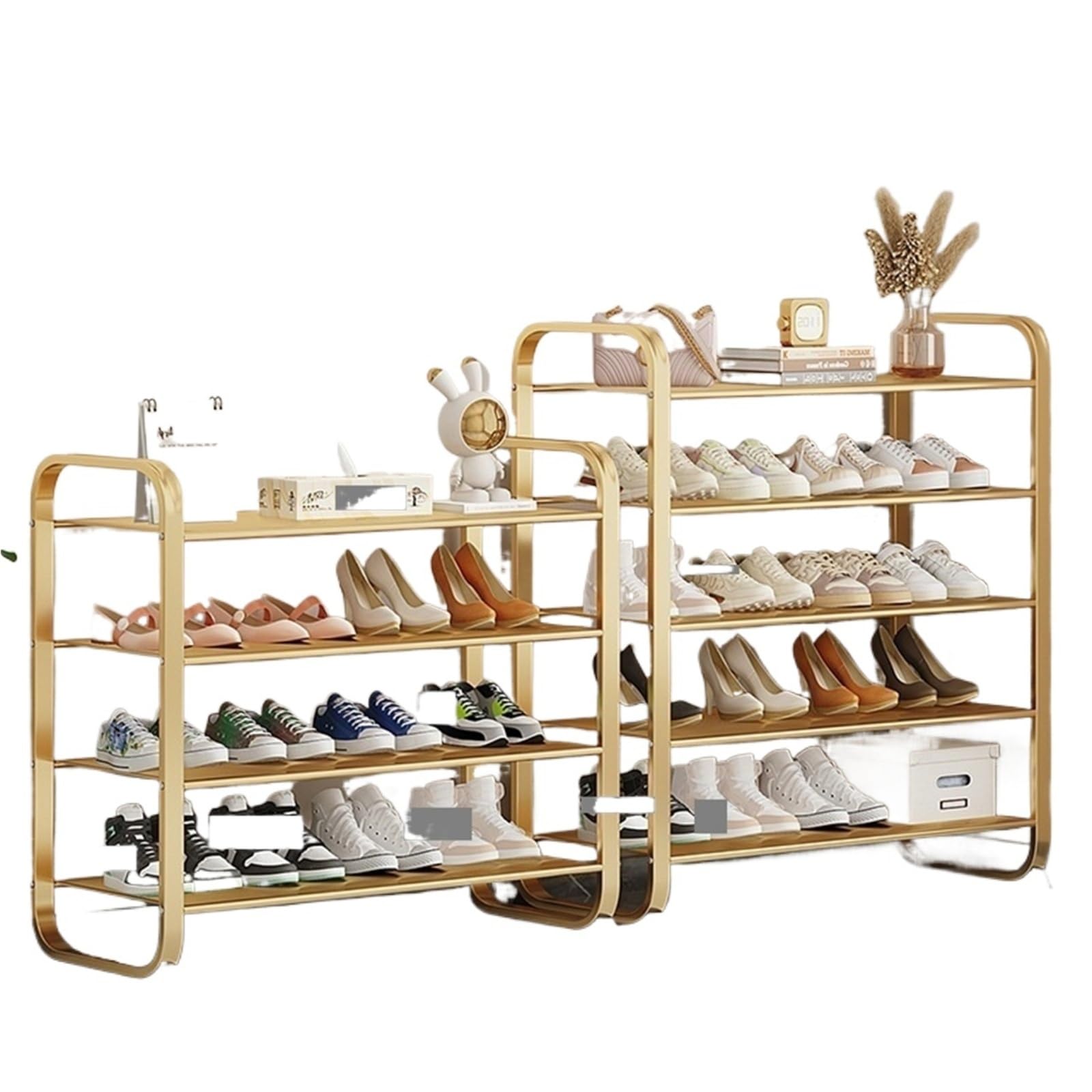 XILEUDUOD Shoe Organizer For Entryway Multilaye Metal Shoe Hanger Organizer Simple Shoe Rack Entrance Vertical Space Saving Shoe Storage(Gold 3 layer)