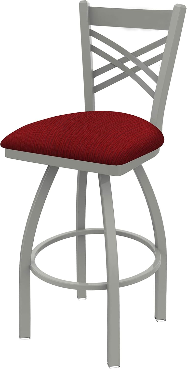 820 Catalina 25" Swivel Counter Stool with Anodized Nickel Finish and Black Vinyl Seat