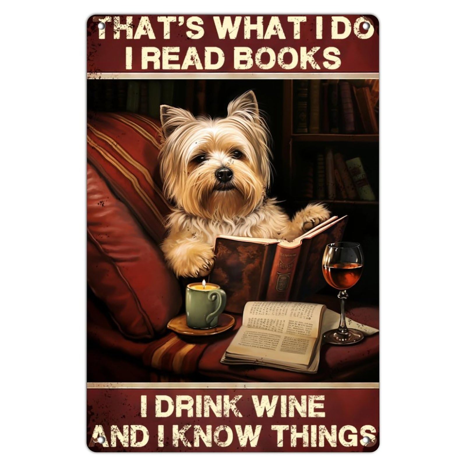 Preeklen Tin Sign 025 That's What I Do I Read Books I Drink Wine And I Know Things Country Metal Sign Retro Backyard Signs Teachers Wall Decorations Tin Signs For Cabin Office Pubs Club 6X8 Inch
