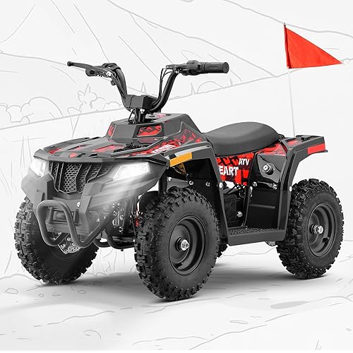Electric ATV, 36V ATV for Kids with 500W Motor, Safe 15MPH 4 Wheeler with Parent Speed Control, Dual Suspension, Kids Quad Bike for Boys Girls Off-Road and Race (RED)