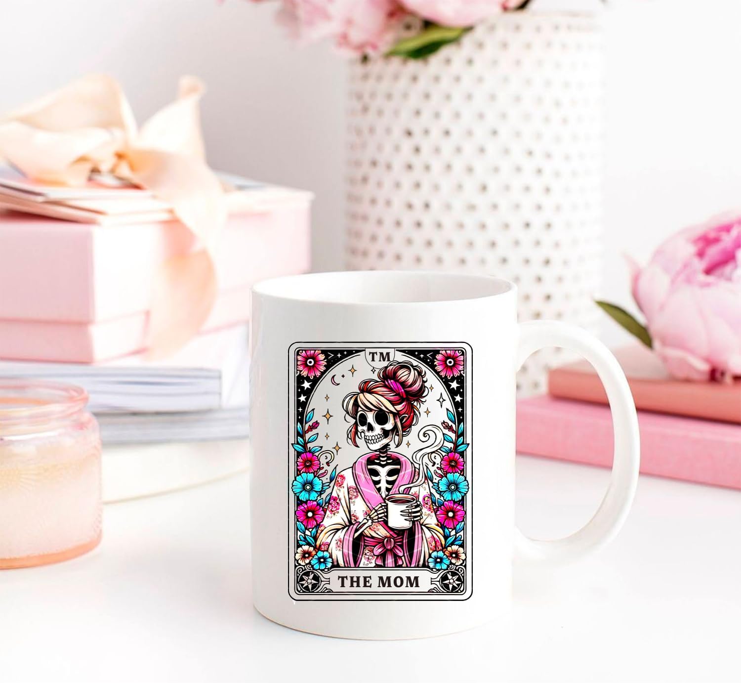 Funny Skeleton Mom Ceramic Mug - 11 oz Gothic Coffee Cup for Witchy Mothers Day, Spooky Gift for Tarot Lovers, Sister & Best Friend (Halloween/Birthday) -3 - Image 5