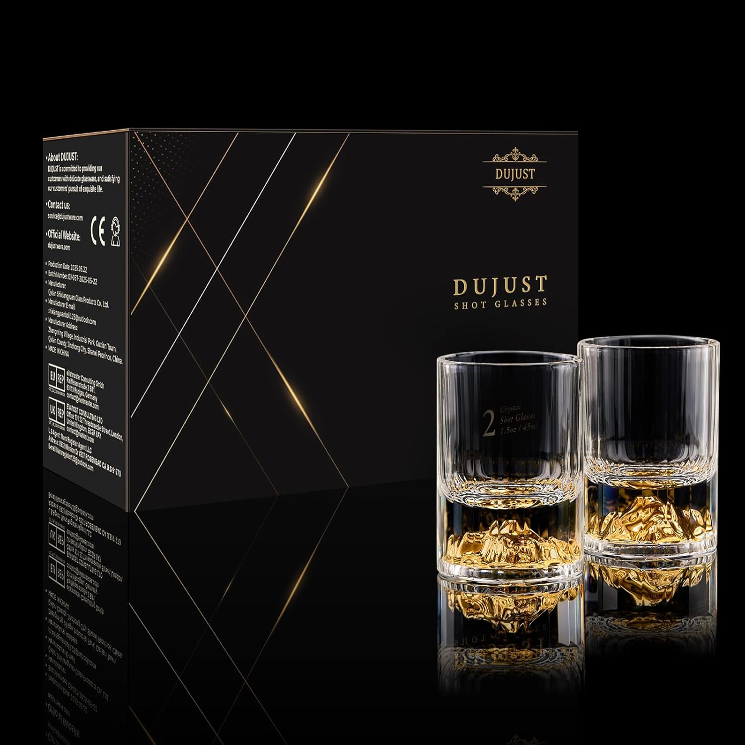 DUJUST Gold Mountain Shot Glasses (1.5oz), Crystal Shot Glass Set Decorated with 24K Gold Mountain, BPA-Free & Lead-Free, Perfect for Décor & Collection, Gift Choices - 2 pcs - Image 7