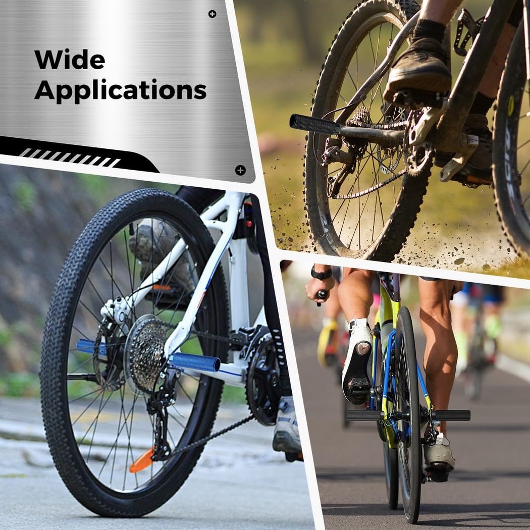 Aluminum Alloy Pegs Set, 4 Pairs Anti-Slip Foot Pedals, Sturdy Rear Stands For Bmx, Road Bicycles, 3/8In Axle Fit