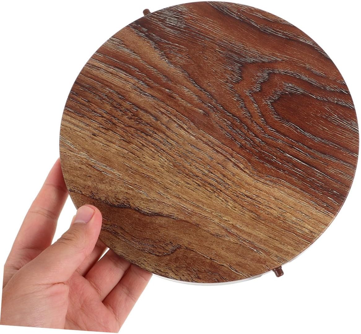 2 Pack Plastic Trash Can with Wood Grain Lids Coffee Finish