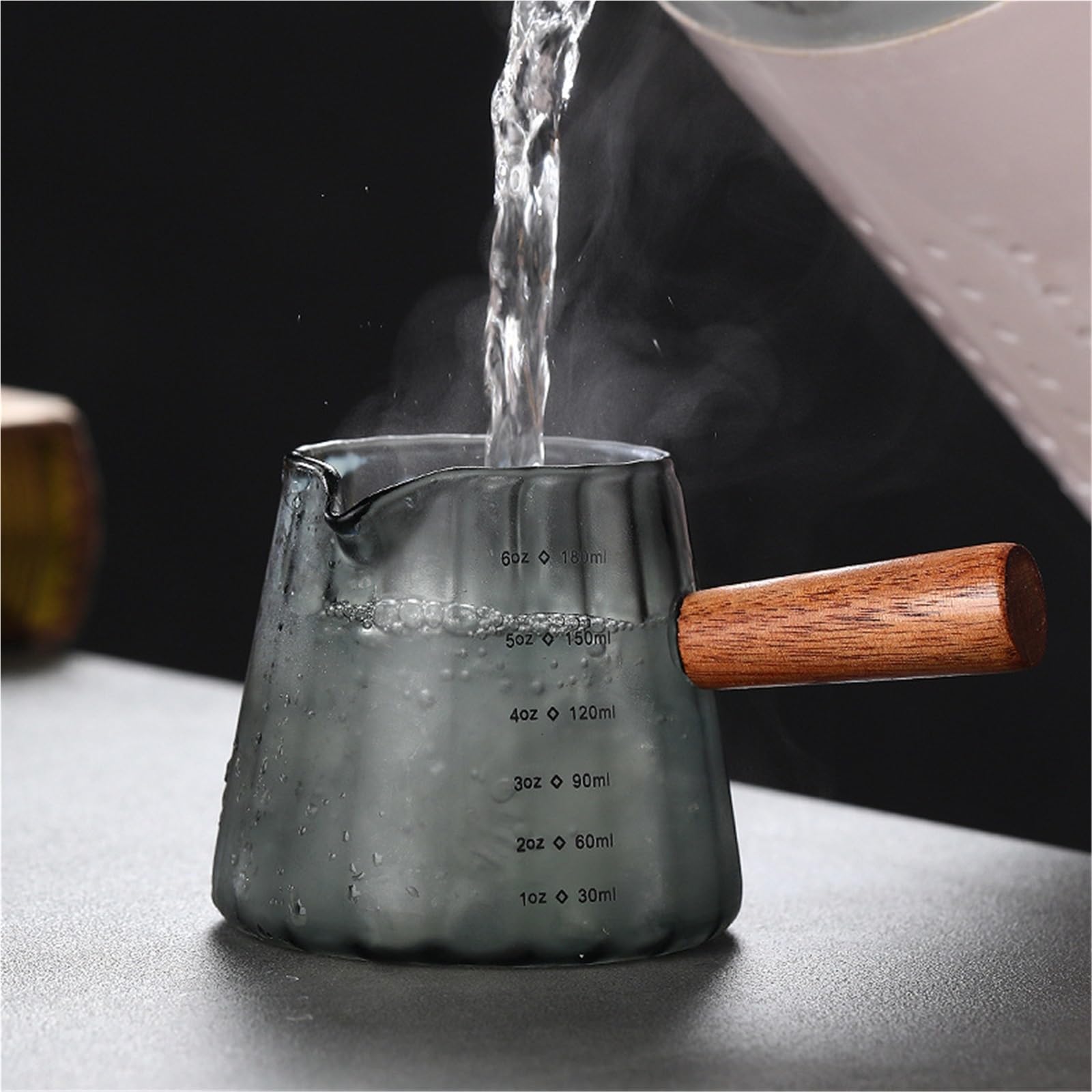Taza de extracción de café con mango de madera, taza medidora de Espresso, jarra de leche, 180ml, 2 uds. Para café(Clear)