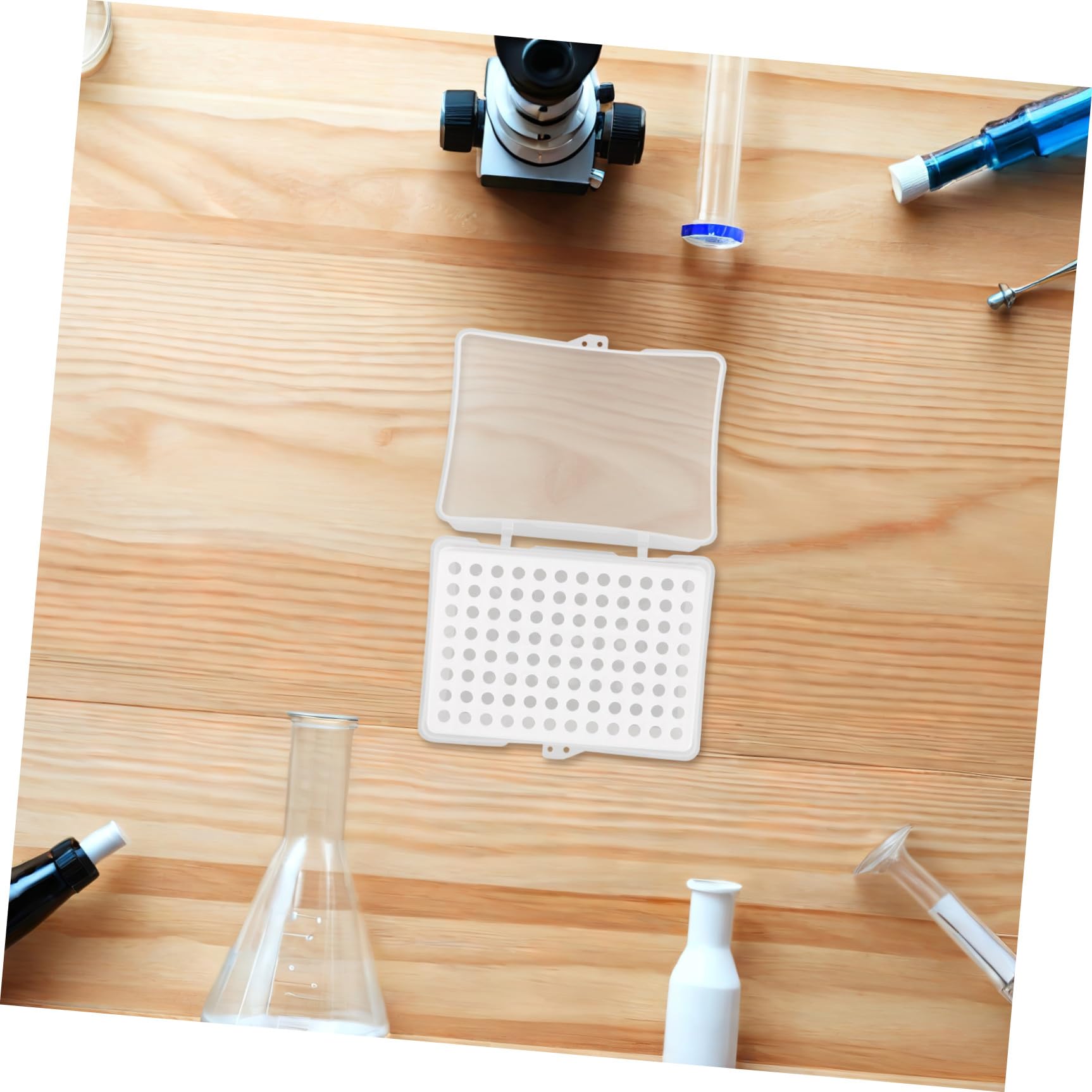 GLEAVI Scatola per Puntali di Pipette in Plastica da Laboratorio 1000 Ul, Contenitore Compatto da 5 Pezzi per Provette e Fiale, Organizer la Conservazione e Monitoraggio Puntali