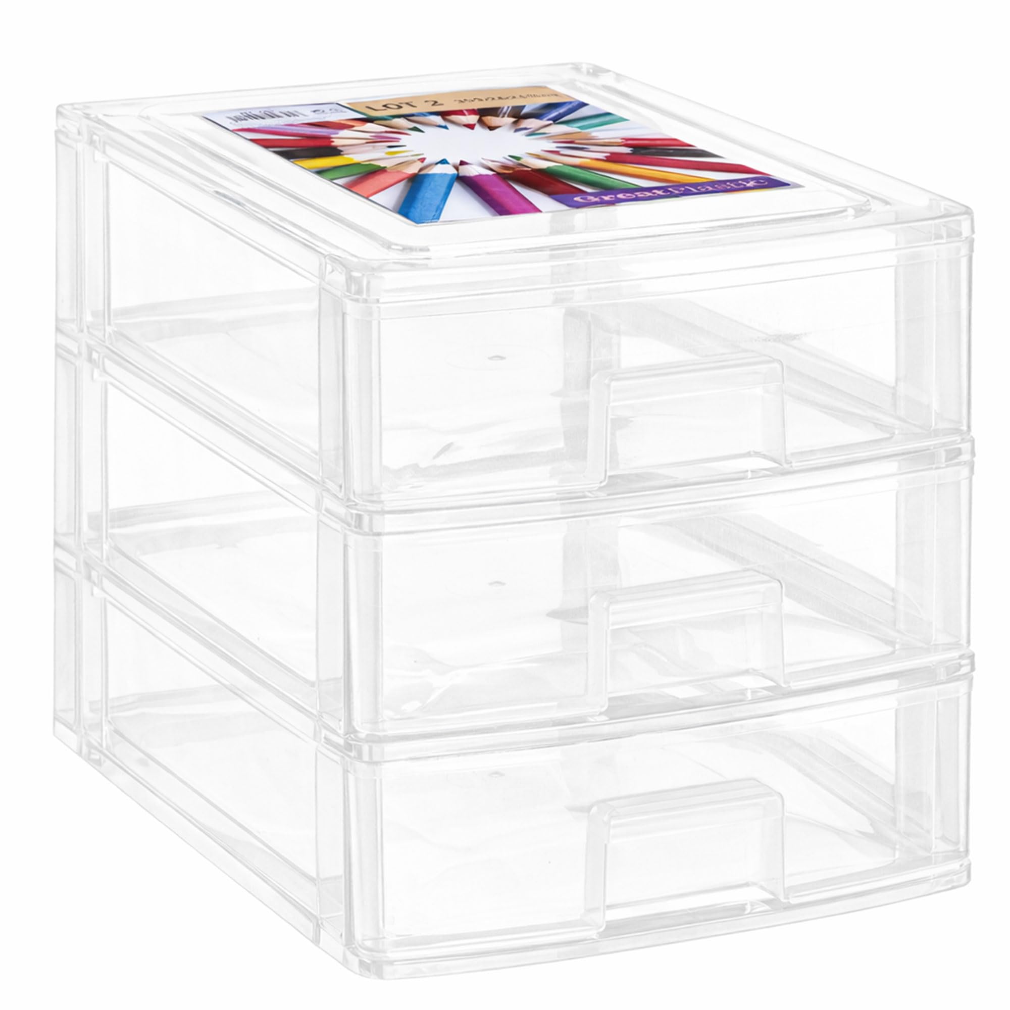 Pudełko szufladami DIN A4 3 35,5x26,5x26,5cm przezroczyste tworzywo