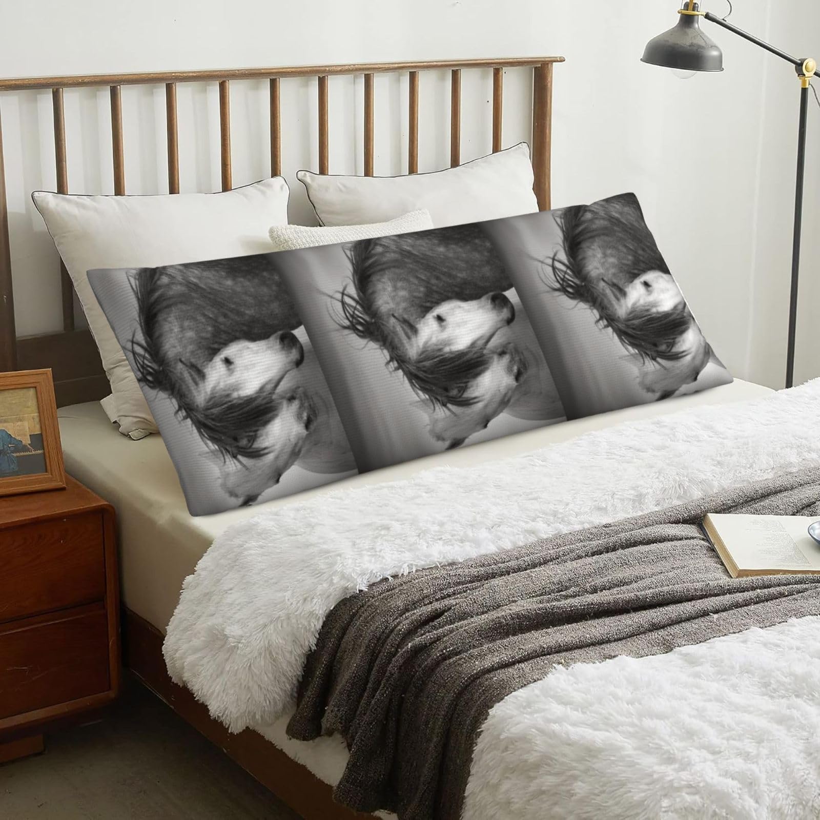 Horses, Body Pillow Cover with Zipper,Long Body Pillowcase 20 x 60 in