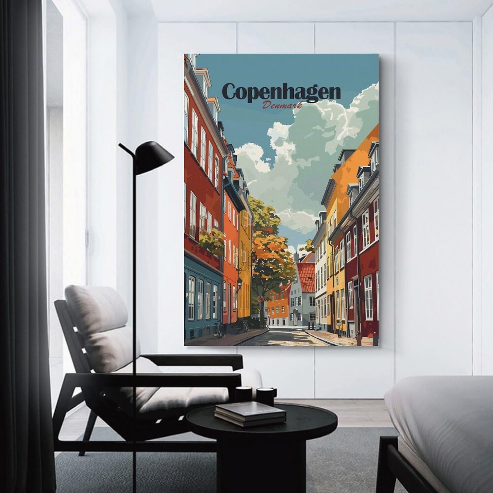 Junmoney Copenhagen Denmark Cityscape Art Print Room Decor Wall Art, 24x36inch(60x90cm), for Living Room, Lounge Or Sitting Room, A Home Accent with Warm Character