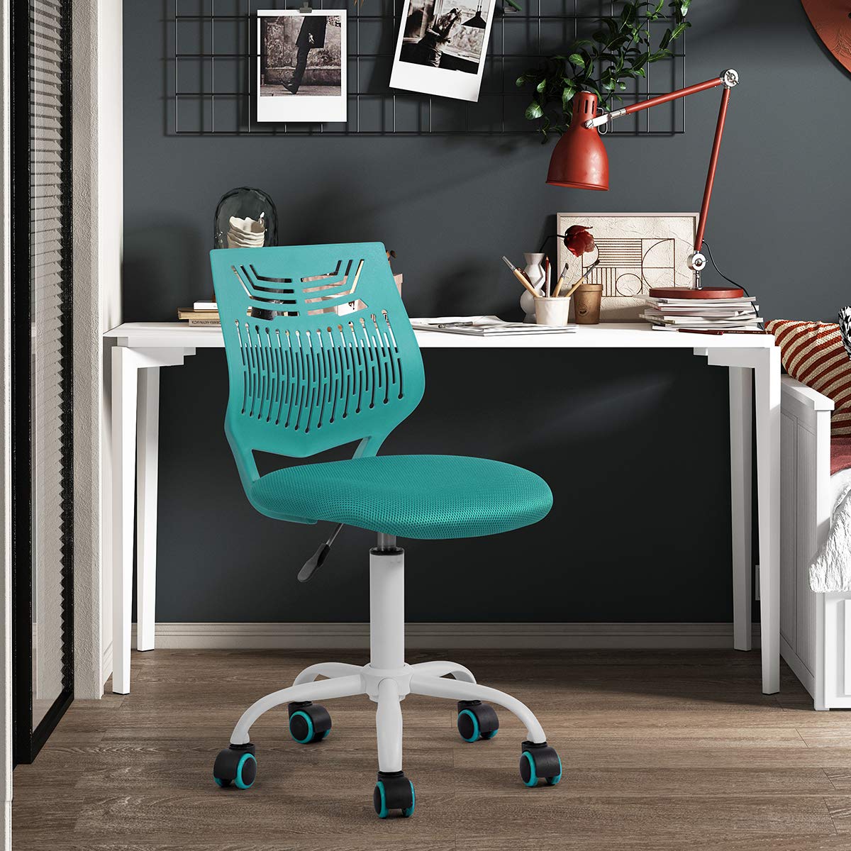 VogueNest Kids Desk and Chairs, Computer Chairs, Swivel Chairs, Armless Mesh Student Chairs, Adjustable Height, Small Tables and Chairs in The Bedroom (Premium?Green?)
