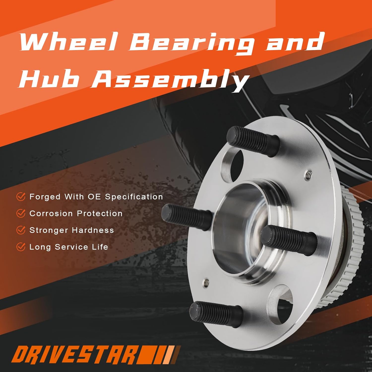 DRIVESTAR BR930113 Rear Wheel Hub & Bearing for Acura Integra 90 91 92 93 94 95 96, 97-01 Integra GS/GS-R/LS, 95-97 for Honda Civic Del Sol Rear Disc only, 92-00 Civic Excludes SI & Type R(w/ABS)