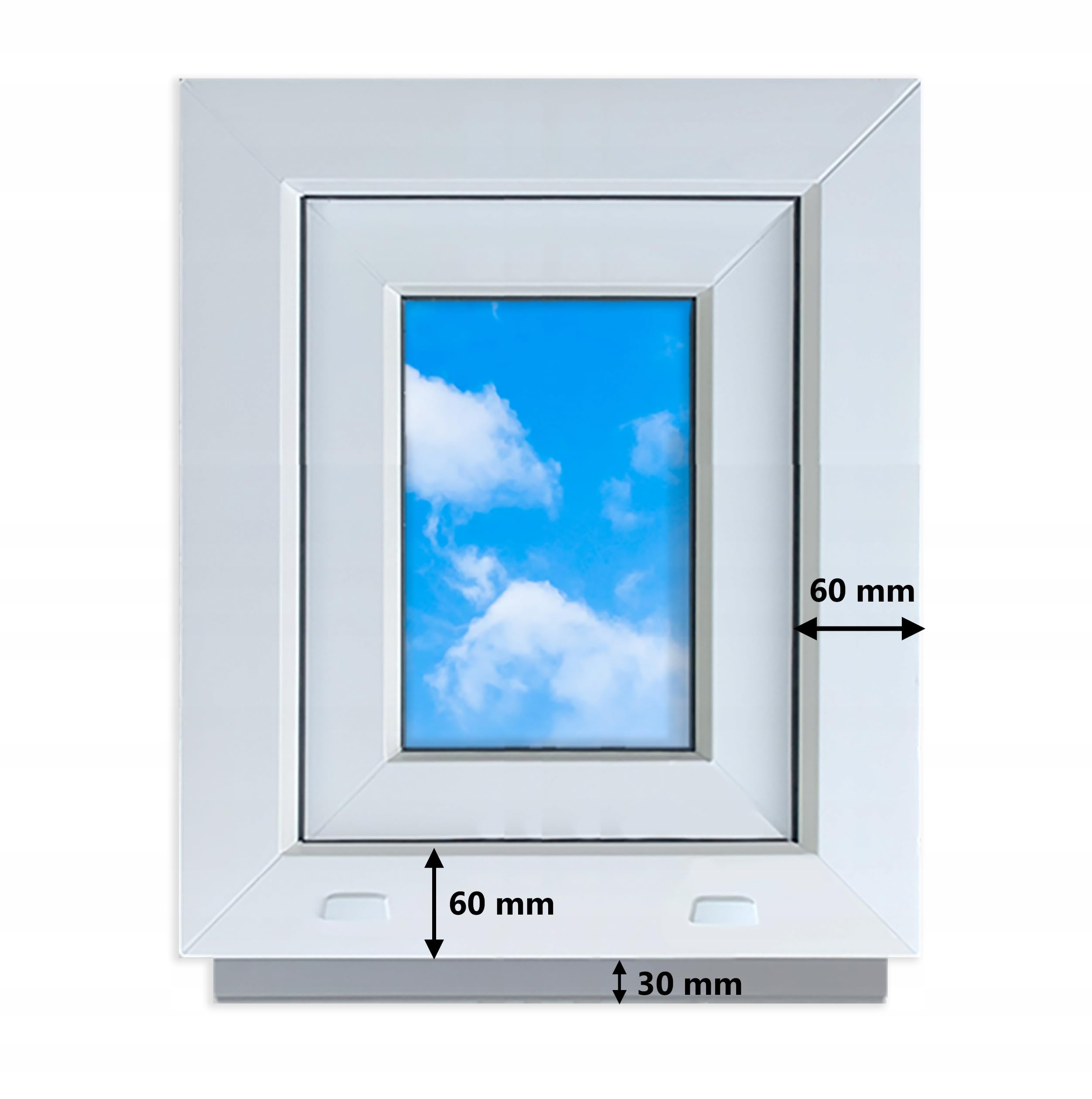 LORAC | Finestra in PVC bianca, 500x600mm, DIN Sinistra, inclinabile e apribile, doppio vetro, a risparmio energetico – Finestra con certificato CE per cantina e appartamento