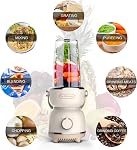 La Reveuse Mélangeur de taille personnelle 300 Watts pour Shakes Smoothies Assaisonnements Sauces avec 17 oz Coupe / 10 oz Mug, style rétro