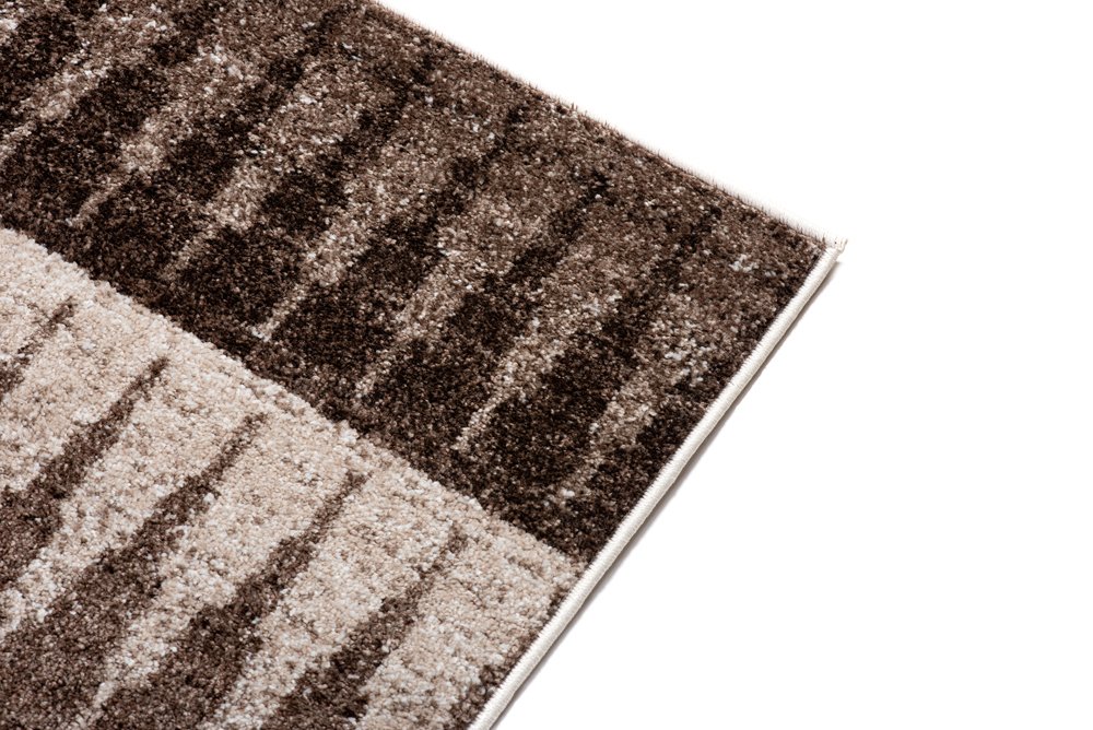 Tapiso Sari dywan z krótkim włosiem, nowoczesny dywan, geometryczny wzór, w paski, trójkąty, melanż, brązowy, beżowy, do salonu, sypialni, Ökotex 240 x 330 cm