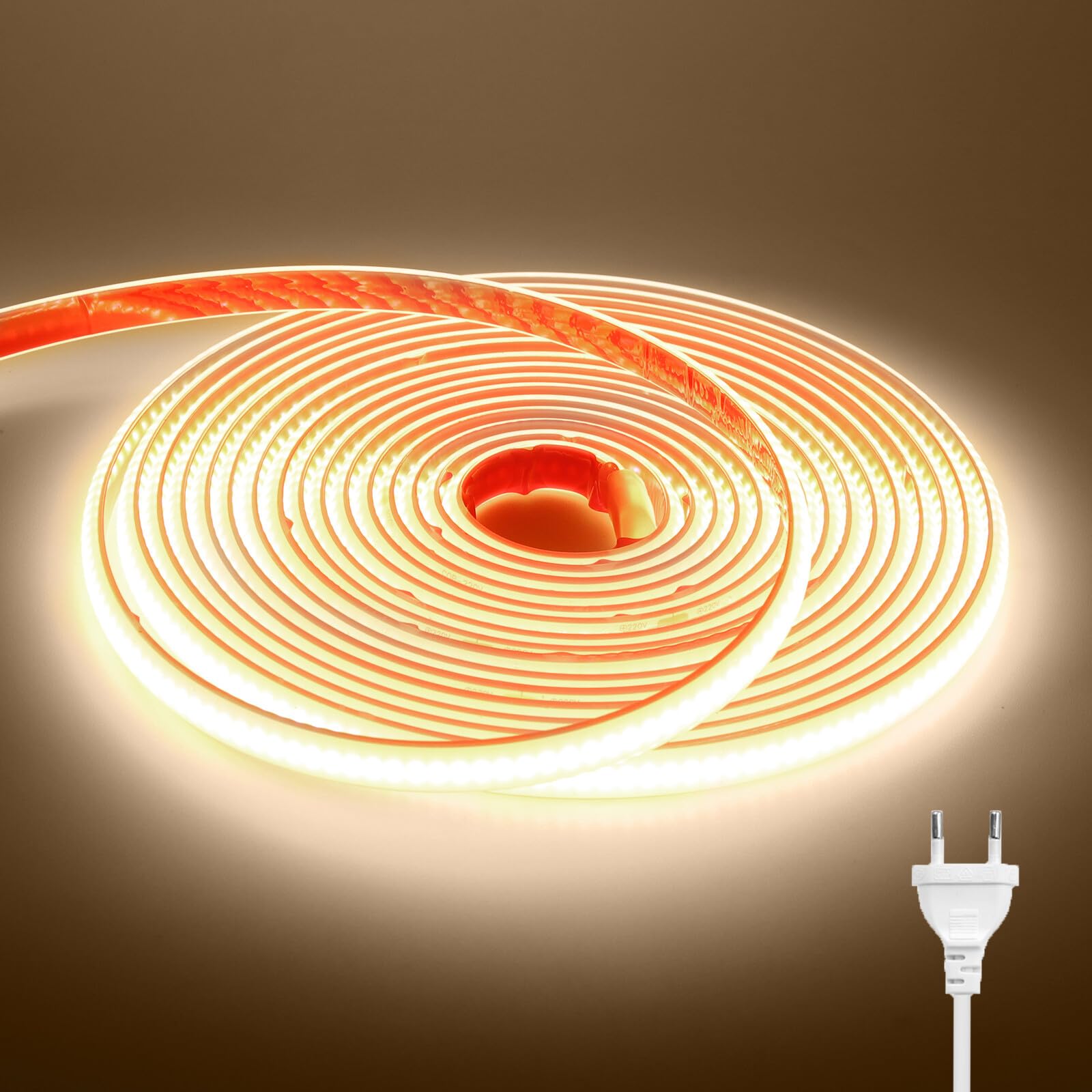 Striscia LED COB 220V, 25M Bianco Naturale 4000K FCOB Striscia LED flessibile, design fai da te, camera da letto, soggiorno, sala giochi, cucina, festa e decorazione del negozio
