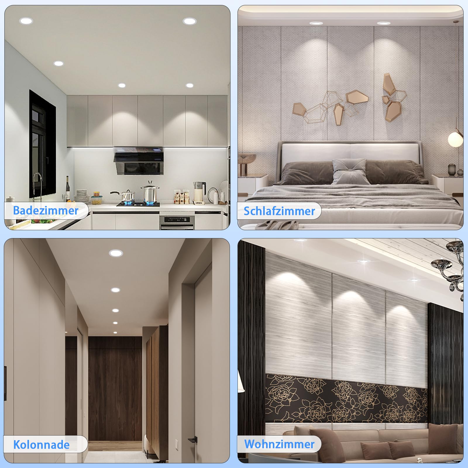 WeshLMPO LED Einbaustrahler 230V Flach 6er Set, 4W Deckenstrahler LED Spots, IP44 Deckenspots Led Einbauleuchten 350 Lumen Warmweiß 3000K, für Schlafzimmer Badezimmer Wohnzimmer Küche