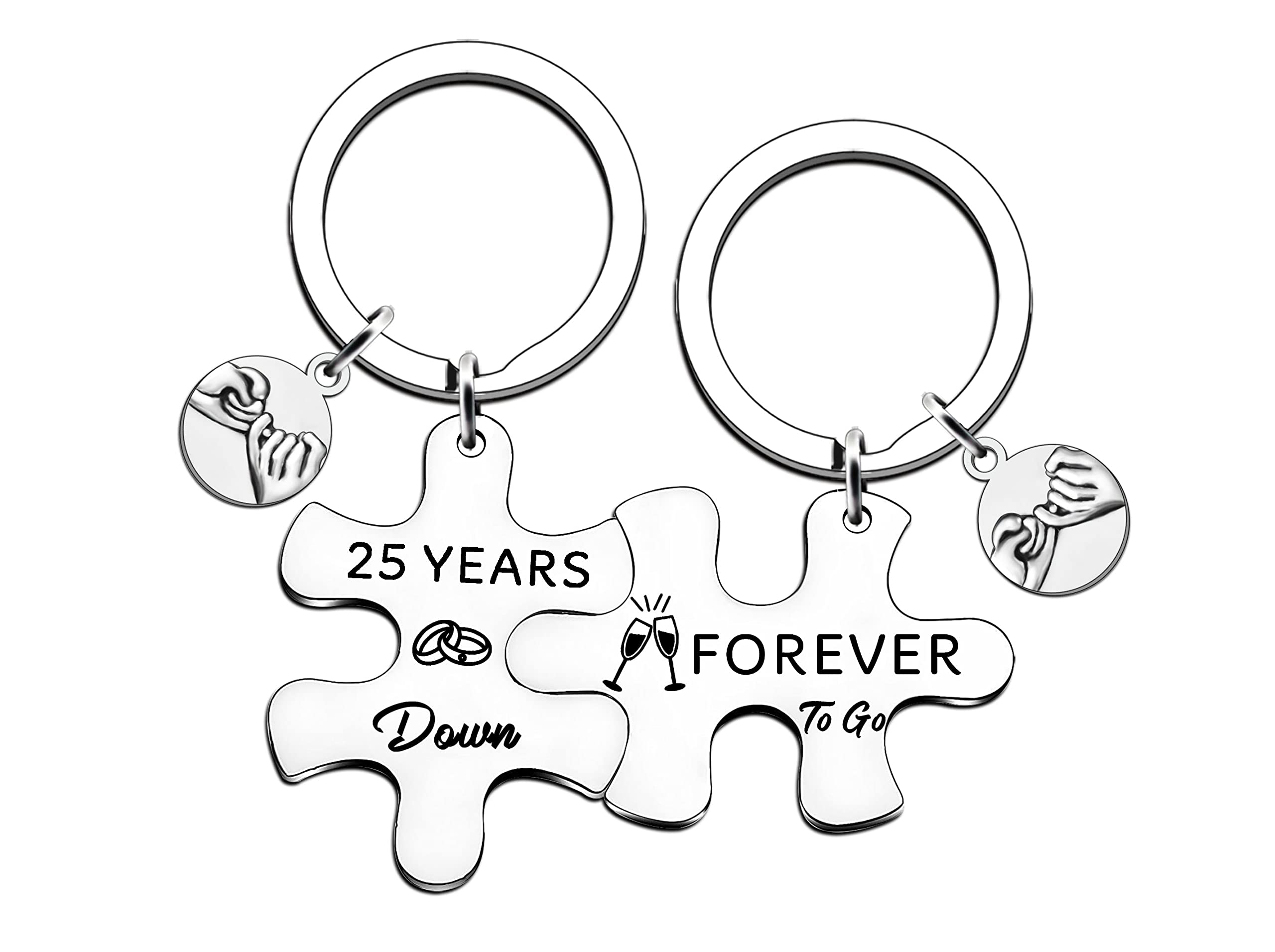 HULALA 5th 6th 9th 10th 11th 15th 20th 25th 30th 35th 40th 45th 50th Wedding Anniversary Matching Keyrings Gifts For Husband Wife Couple Parents Forever To Go Keychains