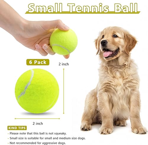Miniatura 2 de Magicorange Paquete de 6 pelotas de tenis pequeñas, pelotas de tenis de 2 pulgadas para perros, pelota colorida y fácil de atrapar para mascotas
