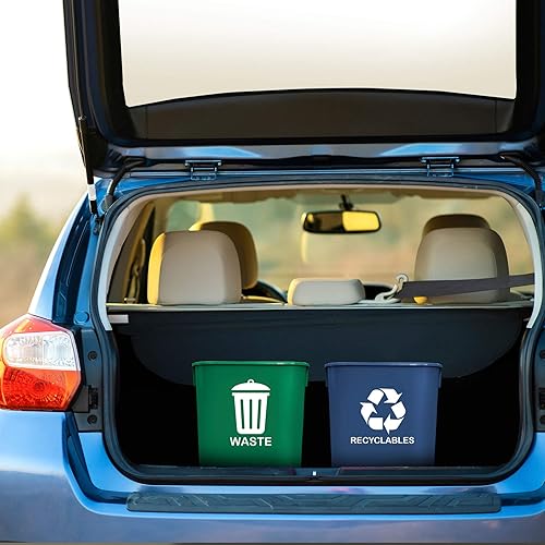 Miniatura 6 de Acrimet Cubo de basura para reciclaje y residuos, 3.25 galones, 13 cuartos de galón, 12 litros (plástico) (verde y azul) (juego de 2)