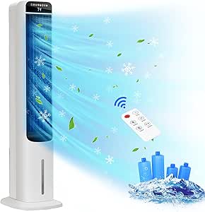 MEPTY 3-IN-1 Evaporative Air Cooler, Cooling Fans that Blow Cold Air with Oscillation, 12H Timer,3 Speeds, Portable Swamp Cooler for Indoor Use, Windowless Portable Air Conditioners