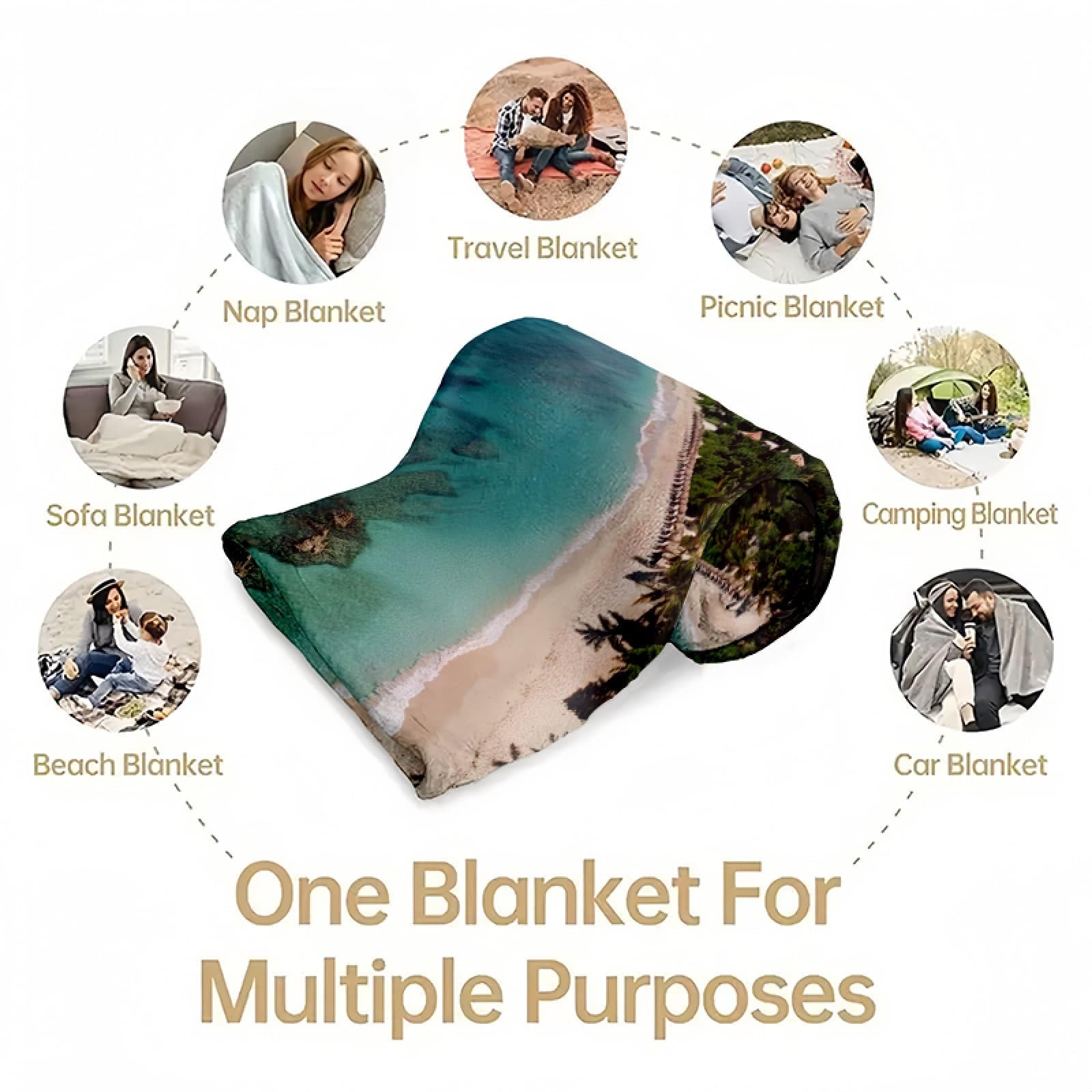 Plaid Couverture Polaire Flanelle, Jeté de Canapé 180x200 cm OcéAn des Montagnes Vertes Couverture lit 2 Personnes, Couverture Grand Chaud et Doux en Flanelle pour Toutes Les Saisons, Paysage Naturel