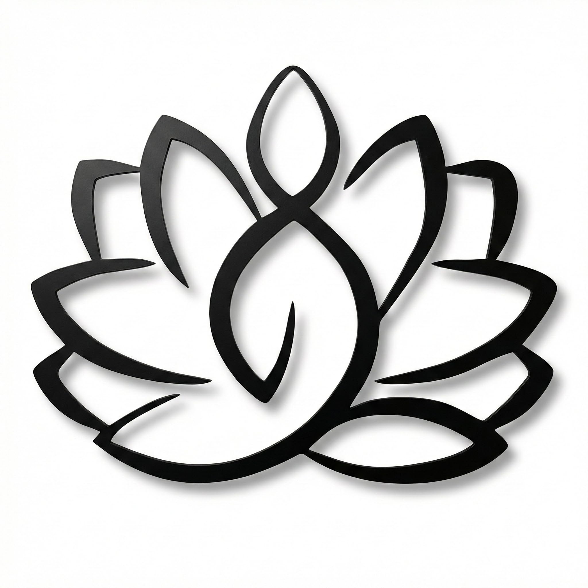 DEKADRON Arte mural de metal con flor de loto, decoración del hogar, decoración de yoga, letrero metálico (45 x 37 cm)