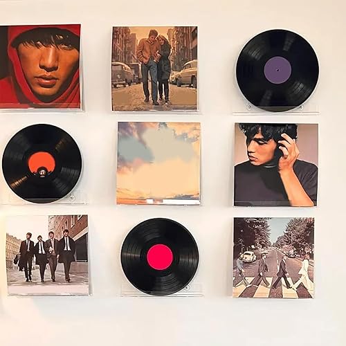 Miniatura 6 de Paquete de 12 estantes flotantes de acrílico de 15 pulgadas, exhibición moderna de repisa de imagen, estantes flotantes para discos de vinilo a