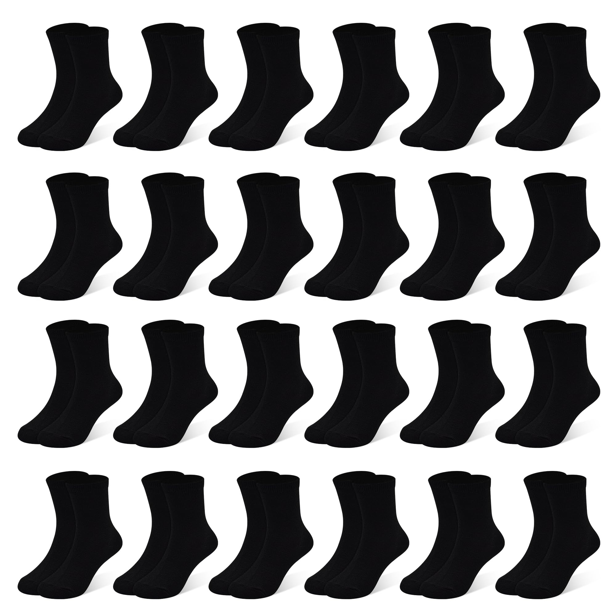 SPTRAMLE Toddler Socks, 24 Pairs Kids Socks for Boys Girls 1-14 Years Kids Crew Socks Multipack Athletic White Black Grey