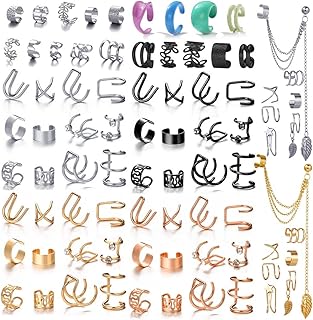 81 Pcs Ear Cuff Helix Cartilage Ear Clip on Wrap Earrings Ear Cuffs for Women Men Non Piercing Ear Clip Fake Girls Earrings Cartilage(Gold/Silver/Black)